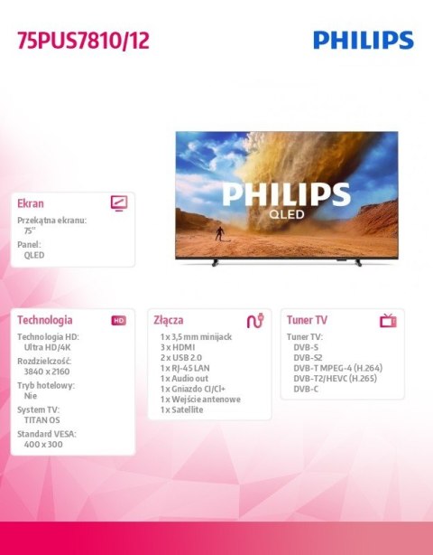 Philips Telewizor 75 cali LED 75PUS7810/12