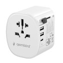 Uniwersalny adapter zasilania Gembird TPA-EU2A1C15-01-W z ładowarką 1 x USB-C, 2 x USB-A, 15W, GaN, biały