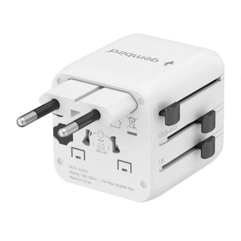 Uniwersalny adapter zasilania Gembird TPA-INT-01-W wtyk US,UK,EU,AU - gniazdo uniwersalne
