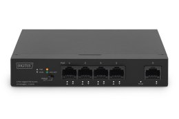 Digitus Przełącznik Gigabit Ethernet PoE, 4 porty PoE + 1 port uplink, dostępna moc zasilania PoE: 60 W