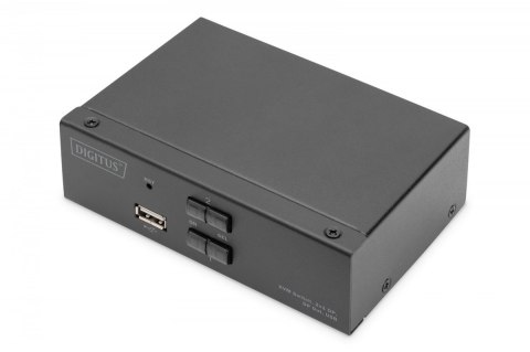 Digitus Przełącznik KVM, 2 portowy, 4K 60Hz, 2xDisplayPort IN, 1xDisplayPort OUT, 2xUSB, 2xAudio IN&OUT