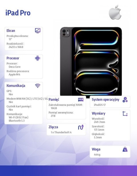 Apple IPad Pro 11 cali Wi-Fi 2TB - Gwiezdna czerń Nano