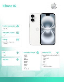 Apple IPhone 16 128GB - Biały