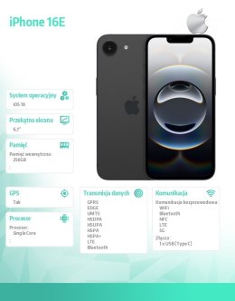 Apple IPhone 16E 256GB czarny