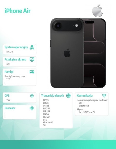Apple IPhone Air 1TB Gwiezdna czerń