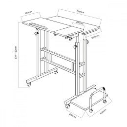 Maclean Mobilne biurko regulowane MC-124 B max 50kg, regulacja wysokości 67-115 cm, blat 80x60 cm