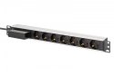 Digitus Listwa zasilająca PDU Rack 19" z wyłącznikiem nadprądowym Typ C 16A, 7 gniazd Schuko CEE 7/3 (45°), kabel 1,8m wtyk Unischuko CE