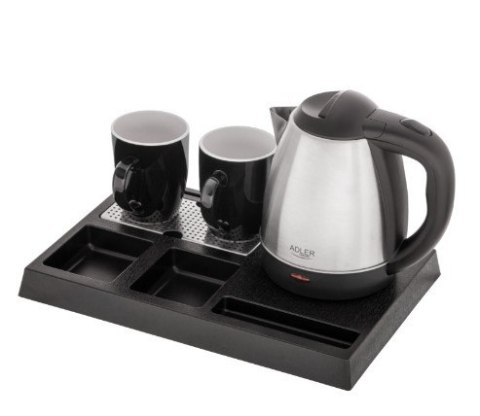 Adler Czajnik hotelowy 1.2l inox&tacka powitalna AD1354