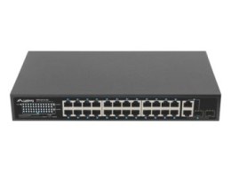 Lanberg switch 24x 100Mb PoE+/2x Combo niezarządzalny rack 19'' 360W