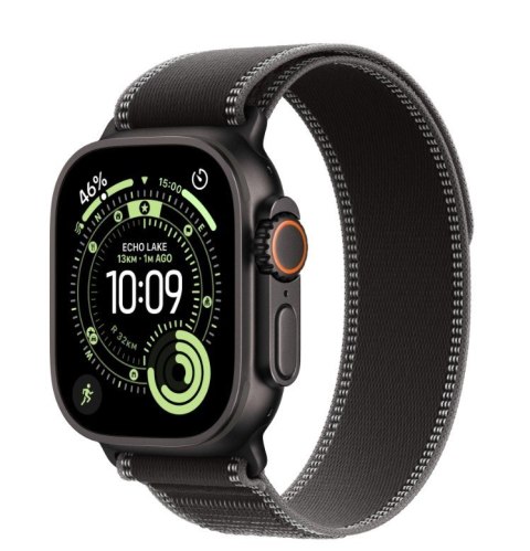 Apple Watch Ultra 3 GPS + Cellular koperta 49 mm z tytanu w kolorze czarnym, opaska Trail w kolorze czarnym/węgla drzewnego - rozmiar 