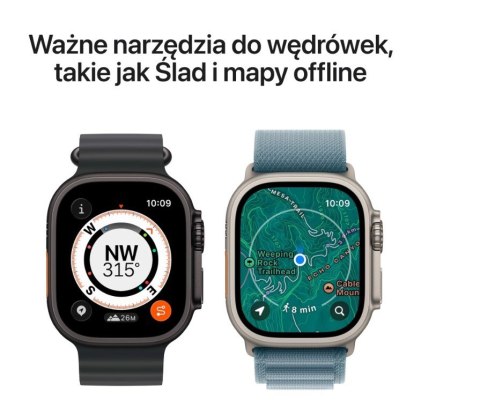 Apple Watch Ultra 3 GPS + Cellular koperta 49 mm z tytanu w kolorze czarnym, opaska Trail w kolorze czarnym/węgla drzewnego - rozmiar 