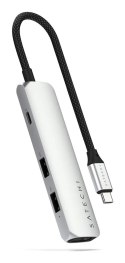Satechi 4-w-1 USB-C Slim Multiport Adapter 4K - aluminiowy adapter do urządzeń mobilnych USB-C (USB-C, 4K HDMI, 2x USB-A) (silve