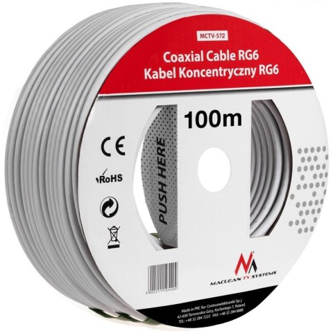 Kabel przewód koncentryczny satelitarny 1.0CCS RG6 100M MCTV-572
