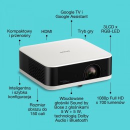 Epson Projektor mini laser EF-61W FHD/700L/5m:1/1.6kg biały