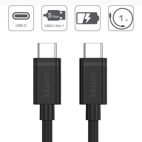 Unitek Kabel USB TYP-C do USB TYP-C; 1m; Y-C477BK