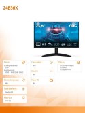 AOC Monitor 24B36X 23.8 cala IPS 144Hz HDMI DP