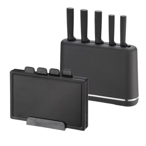 Feel-Maestro Zestaw noży + desek na podstawce MR-1412-BLACK