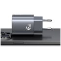 USAMS Ładowarka sieciowa T66 45W CC290 GaN Fast charge 1xUSB-A 1xUSB-C srebrny