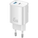 USAMS Ładowarka sieciowa T66 45W GaN CC290 USB-A + USB-C Fast charge