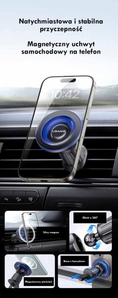 USAMS Uchwyt samochodowy do kratki ZJ081 magnetyczny