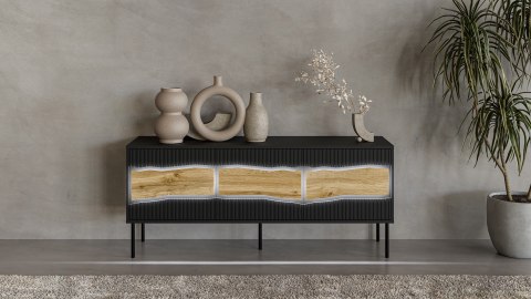 Szafka RTV INSERTO 3D 143,5x40x61,5 czarny + LED