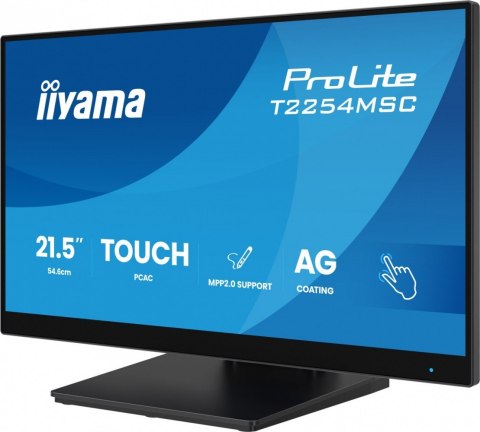 IIYAMA Monitor 21.5 cala T2254MSC-B2AG POJ.10PKT., IPS, POWŁOKA AG, 300cd, FHD, HDMI, DP, 2xUSB, 7H