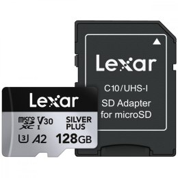 Lexar Karta pamięci microSD 128GB C10 A2 U3 V30 205/150MB/s Silver Plus
