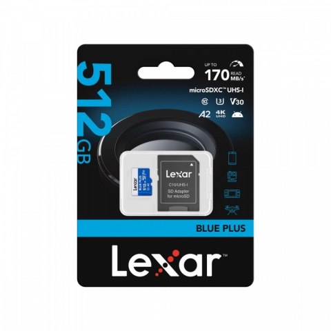 Lexar Karta pamięci microSD 512GB C10 A2 U3 V30 170MB/s Blue Plus