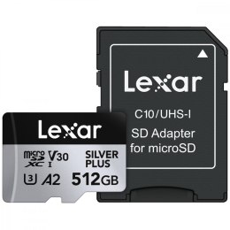 Lexar Karta pamięci microSD 512GB C10 A2 U3 V30 205/150MB/s Silver Plus