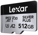 Lexar Karta pamięci microSD 512GB C10 A2 U3 V30 205/150MB/s Silver Plus
