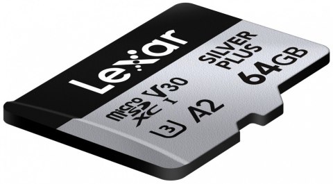 Lexar Karta pamięci microSD 64GB C10 A2 U3 V30 205/100MB/s Silver Plus