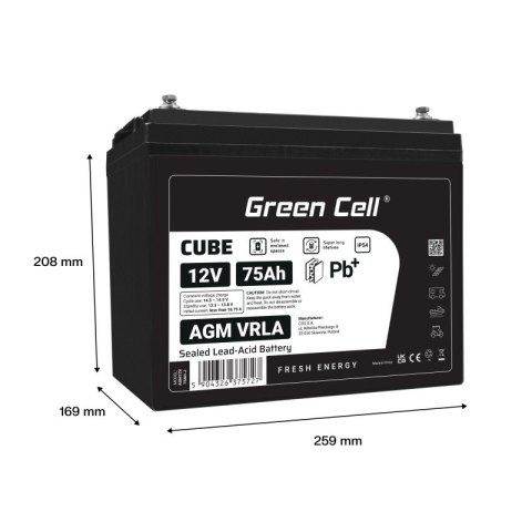 Green Cell Akumulator AGM VRLA 12V 75Ah IP54