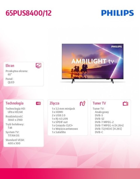 Philips Telewizor 65 cali QLED 65PUS8400/12