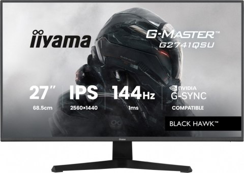 IIYAMA Monitor 27 cali G2741QSU-B1 IPS,QHD,144Hz,1ms,2xUSB Adaptive G-SYNC,HDMI,DP,350cd,