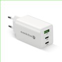 EverActive Ładowarka sieciowa GAN QC 4+ 65W 1XUSB 2XUSB-C biała SC-655Q