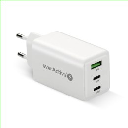 EverActive Ładowarka sieciowa GAN QC 4+ 65W 1XUSB 2XUSB-C biała SC-655Q