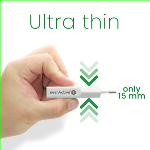EverActive Ładowarka sieciowa SUPER SLIM QC 3.0 20W 1XUSB 1XUSB-C biała SC-340Q