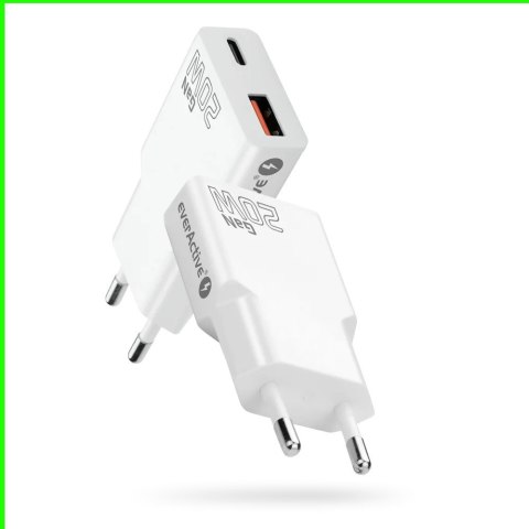 EverActive Ładowarka sieciowa SUPER SLIM QC 3.0 20W 1XUSB 1XUSB-C biała SC-340Q