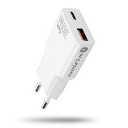 EverActive Ładowarka sieciowa SUPER SLIM QC 3.0 30W 1XUSB 1XUSB-C biała SC-380Q
