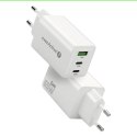 EverActive Ładowarka sieciowa GAN QC 4+ 65W 1XUSB 2XUSB-C biała SC-655Q