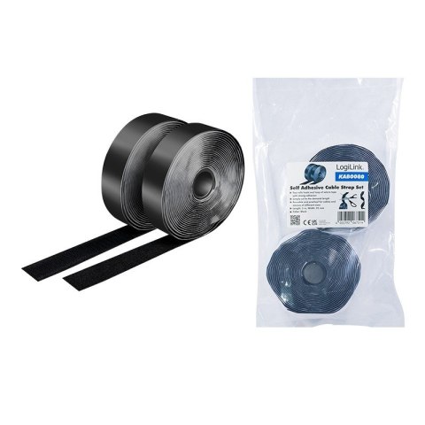LogiLink Zestaw samoprzylepnych taśm kablowych,5m,czarny