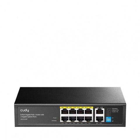 Cudy Przełącznik GS1010P 8-Port Gigabit PoE+ Switch, 2 Gigabit Uplink Ports 120W