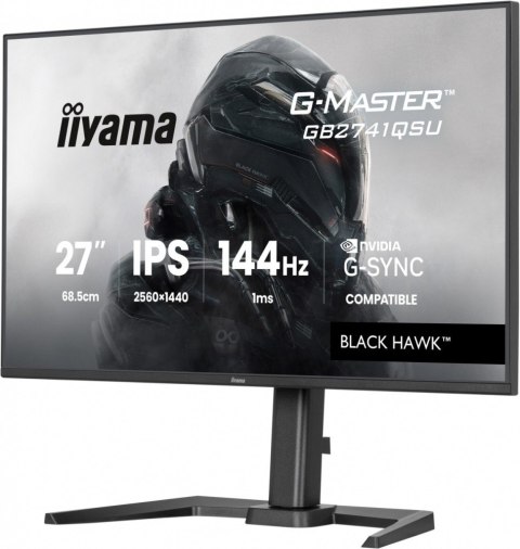 IIYAMA Monitor 27 cali GB2741QSU-B1 IPS,QHD,144Hz,1ms,2xUSB, Adaptive G-SYNC,HDMI,DP,350cd, HAS (150) PIVOT