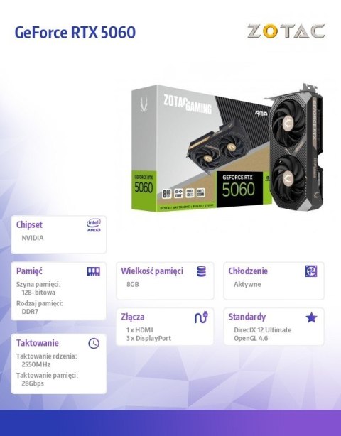 ZOTAC Karta graficzna GeForce RTX 5060 AMP 8GB GDDR7 128bit 3DP/HDMI