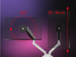 One For All DM8220 Uniwersalny uchwyt do monitora EXPERIENCE RGB, gaming, DUAL, biały, 2x 21''-45'' 14kg