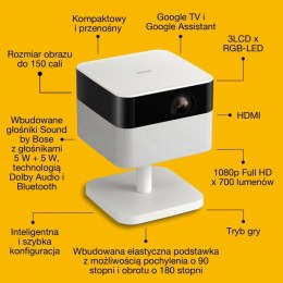 Epson Projektor mini laser EF-71 biały z podstawą FHD/700L/5m:1