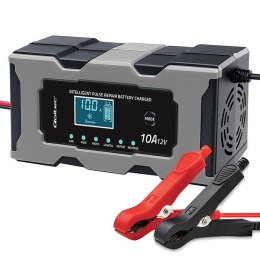 Qoltec Mikroprocesorowa ładowarka 12V 10A | Prostownik z funkcją naprawy do akumulatora AGM GEL LiFePO4 | LCD