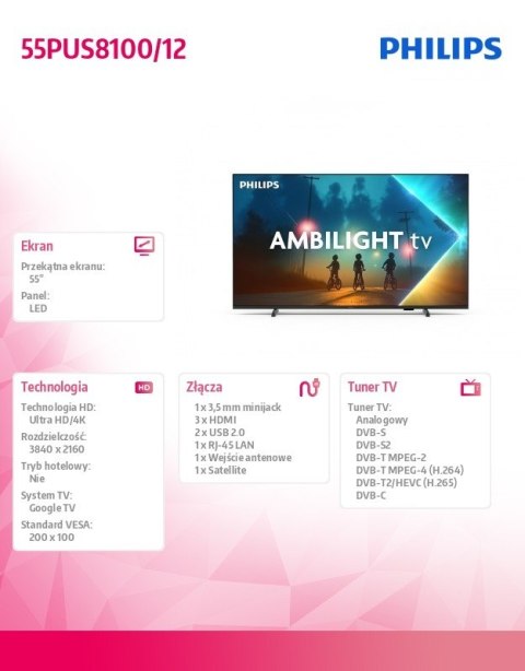 Philips Telewizor LED 55 cali 55PUS8100/12