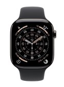 Apple Watch Series 11 GPS + Cellular, koperta 42 mm z tytanu w kolorze łupku, pasek sportowy w kolorze czarnym - rozmiar S/M