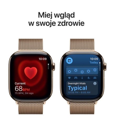 Apple Watch Series 11 GPS + Cellular, koperta 46 mm z tytanu w kolorze złotym, bransoleta mediolańska w kolorze złotym S/M